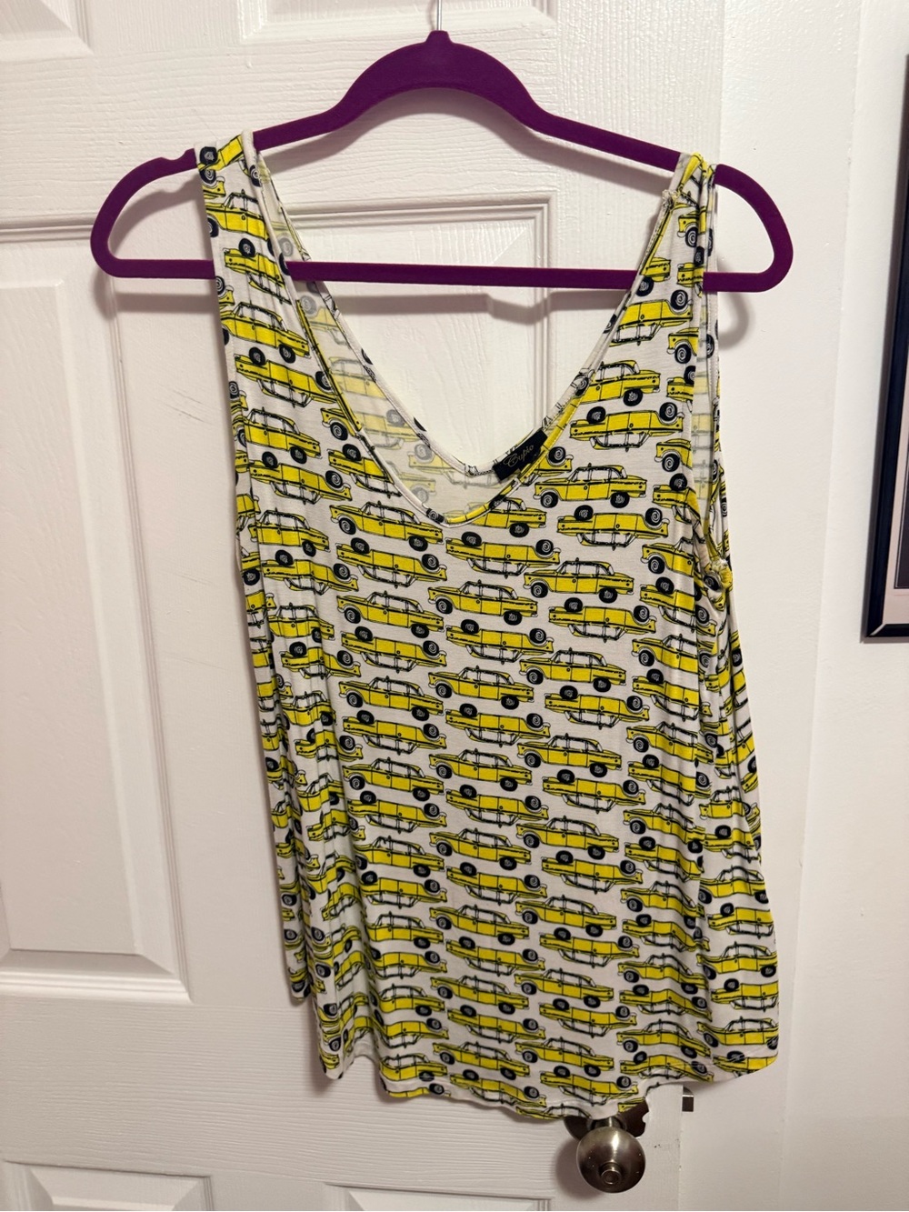 Cupio Yellow and White Taxi Print Tank Top